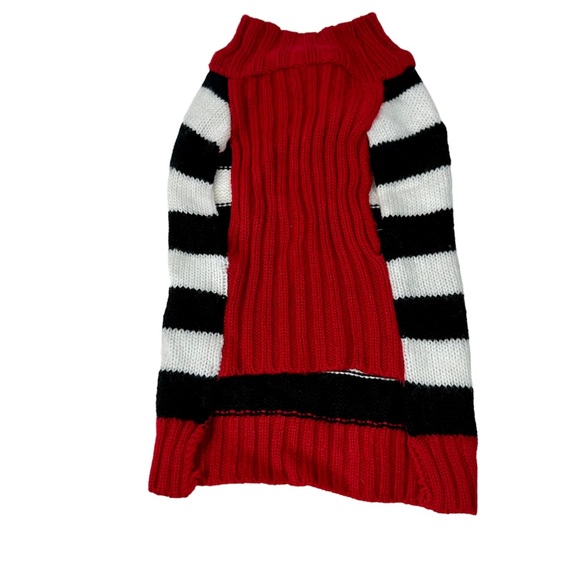 Dog Sweater Sz S Skull Halloween Stripe Red Black White RN #54269 - Picture 2 of 7
